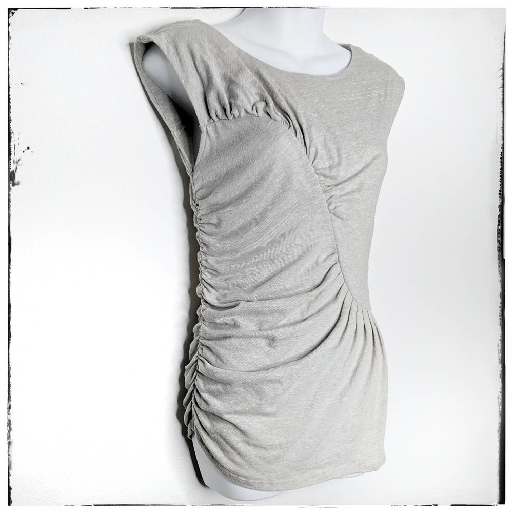 Anthropologie Deletta Ruched Cap Sleeve Tee Sz S